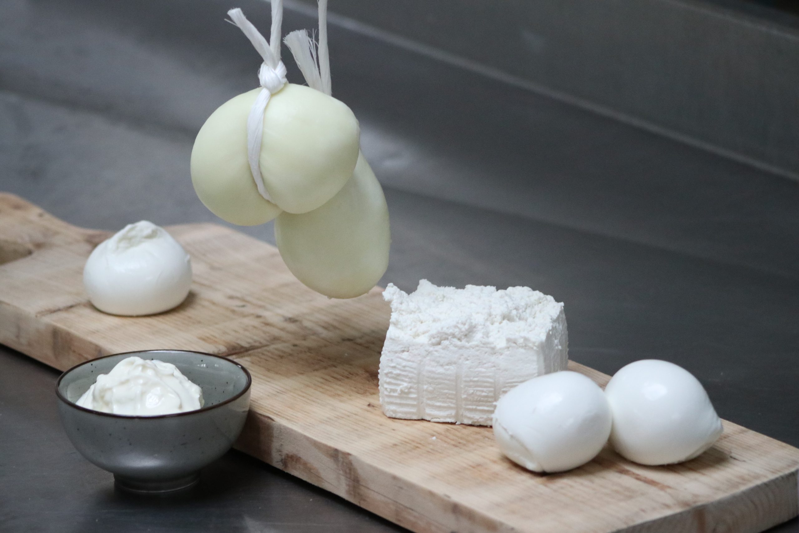 Aanbod Orobianco zuivelproducten: Mozzarella, Scamorza, Burrata, Ricotta & straciatella